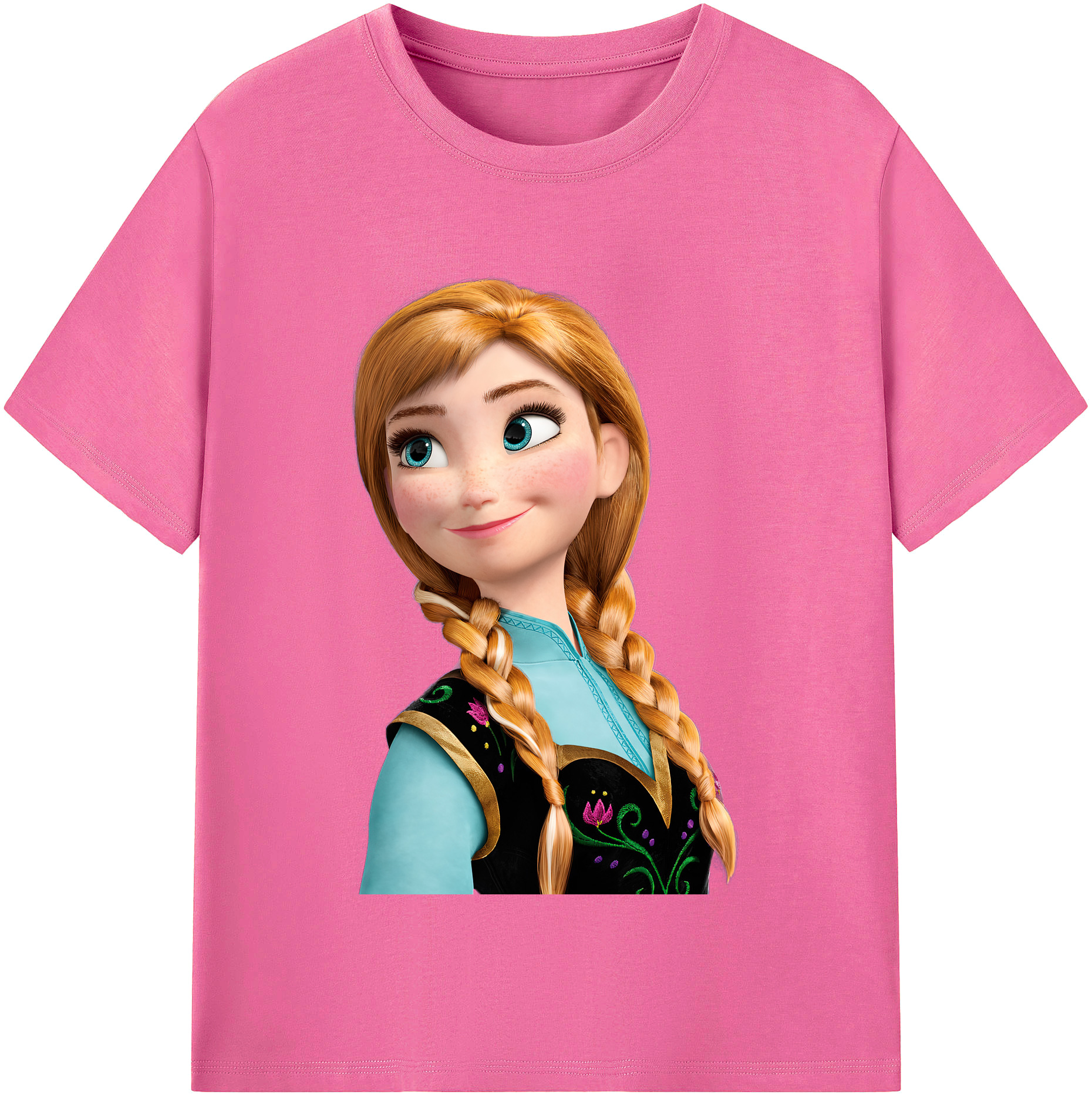 （画像用） アナと雪の女王 アンナ エルサ Frozen Anna Elsa レディースカジュアルプリントTシャツ（綿100％）